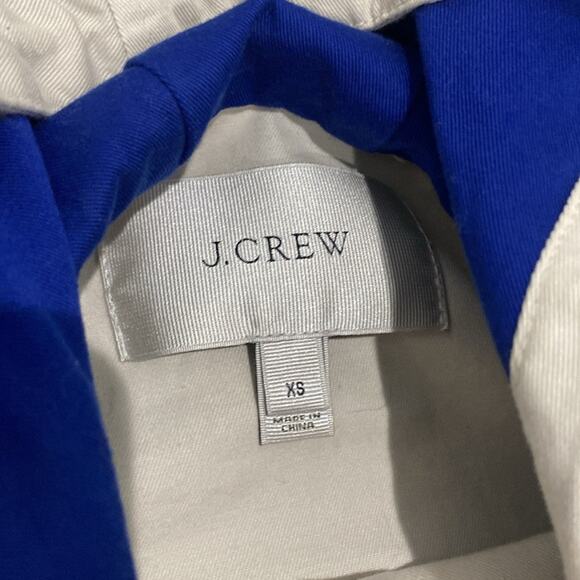 J. CREW Canvas Anorak Jacket Womens Sz XS Blue Cream Hooded Preppy Color Block - Picture 8 of 8